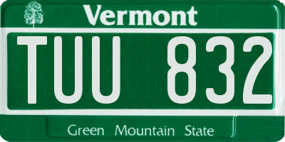 VT license plate TUU832