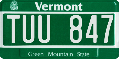VT license plate TUU847