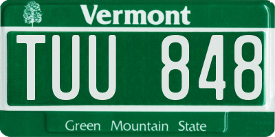 VT license plate TUU848