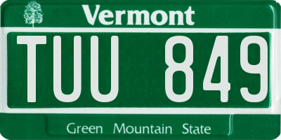 VT license plate TUU849