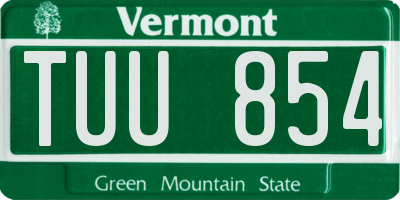 VT license plate TUU854