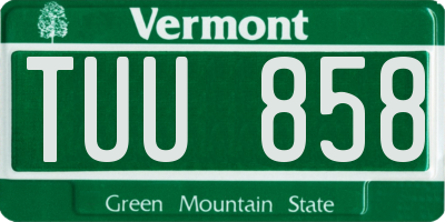 VT license plate TUU858