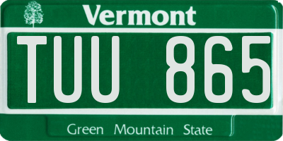 VT license plate TUU865