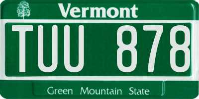 VT license plate TUU878