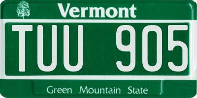 VT license plate TUU905