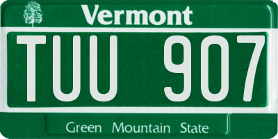 VT license plate TUU907