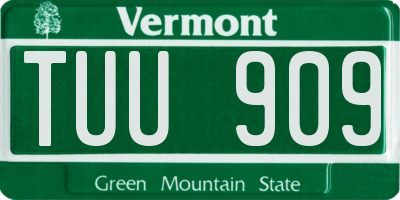 VT license plate TUU909