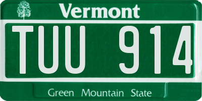 VT license plate TUU914