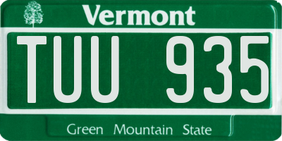 VT license plate TUU935