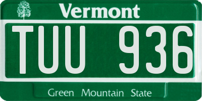 VT license plate TUU936