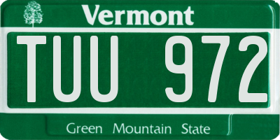 VT license plate TUU972