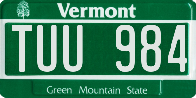 VT license plate TUU984