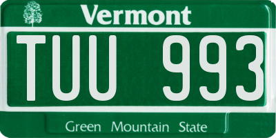 VT license plate TUU993