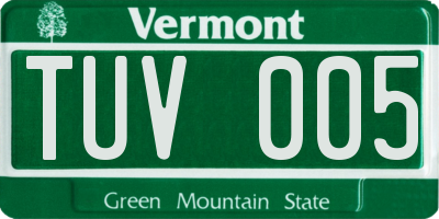 VT license plate TUV005