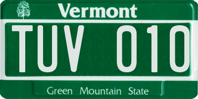 VT license plate TUV010
