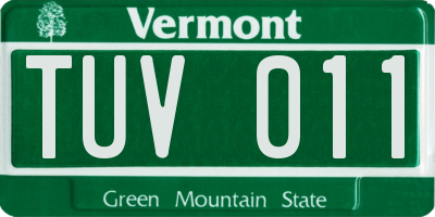VT license plate TUV011