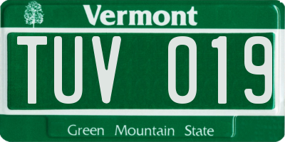 VT license plate TUV019