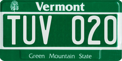 VT license plate TUV020