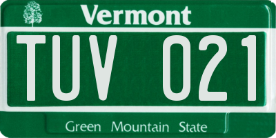 VT license plate TUV021