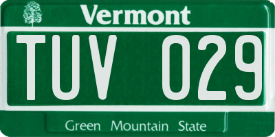 VT license plate TUV029