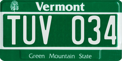 VT license plate TUV034