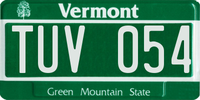 VT license plate TUV054