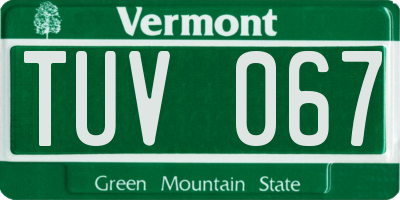VT license plate TUV067