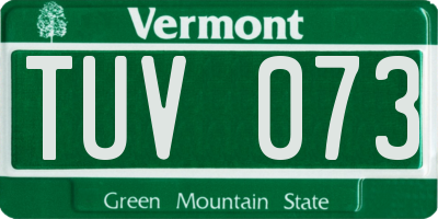 VT license plate TUV073