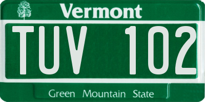 VT license plate TUV102