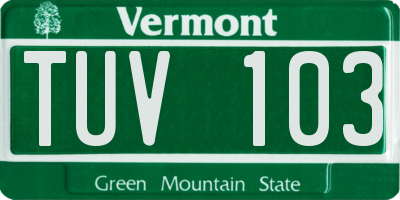 VT license plate TUV103