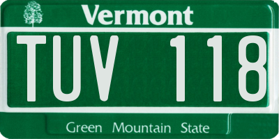 VT license plate TUV118