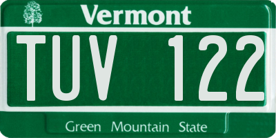 VT license plate TUV122