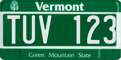VT license plate TUV123