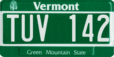 VT license plate TUV142