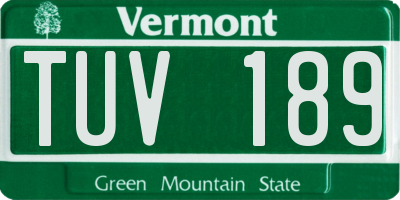 VT license plate TUV189