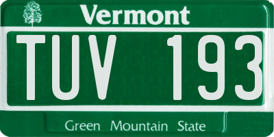 VT license plate TUV193