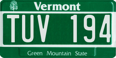 VT license plate TUV194