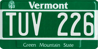 VT license plate TUV226