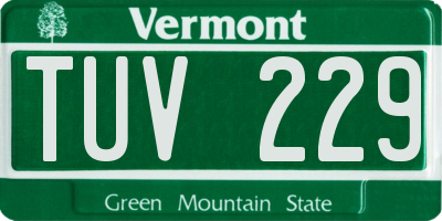 VT license plate TUV229
