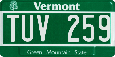 VT license plate TUV259