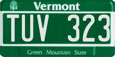 VT license plate TUV323