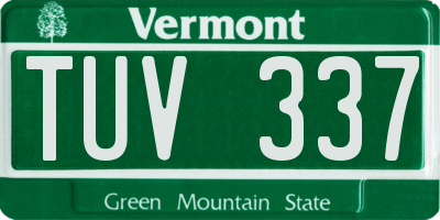 VT license plate TUV337