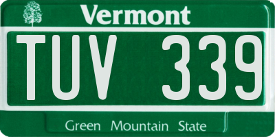 VT license plate TUV339