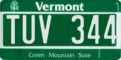VT license plate TUV344