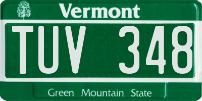 VT license plate TUV348