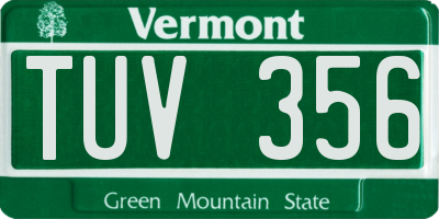 VT license plate TUV356