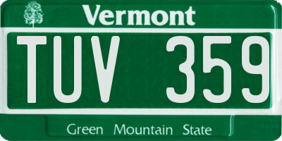 VT license plate TUV359