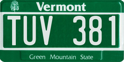 VT license plate TUV381
