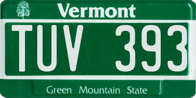 VT license plate TUV393