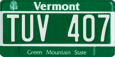 VT license plate TUV407